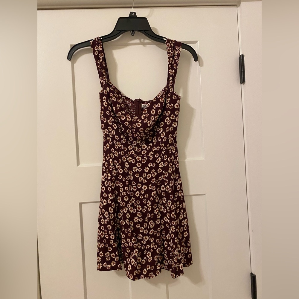 Reformation Burgundy Floral Mini Dress